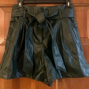 How Very Loved Green Faux Leather Shorts Size Small